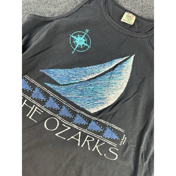 Single Other - VTG The Ozarks Tank Top USA Single Stitch Sailboat Graphic Black L